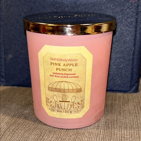 Bath & Body Works White Barn Pink Apple Punch Single Wick Candle 8oz NEW - Picture 2 of 4